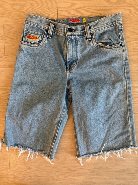 Empyre Other - Y2K Baggy Denim Jorts Embroidered Logo Raw Hem Shorts 27